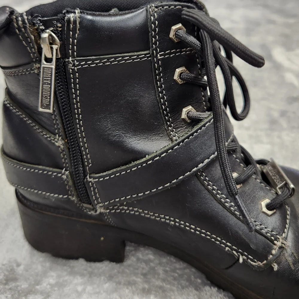 Harley-Davidson® Women's Size 10 Tegan 4-Inch Black Lace-Up Boots. - Picture 2 of 10